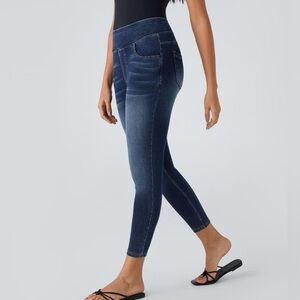 Halara Flex Denim High-waisted Skinny Stretchy Leggings with Pockets NEW Size Lg
